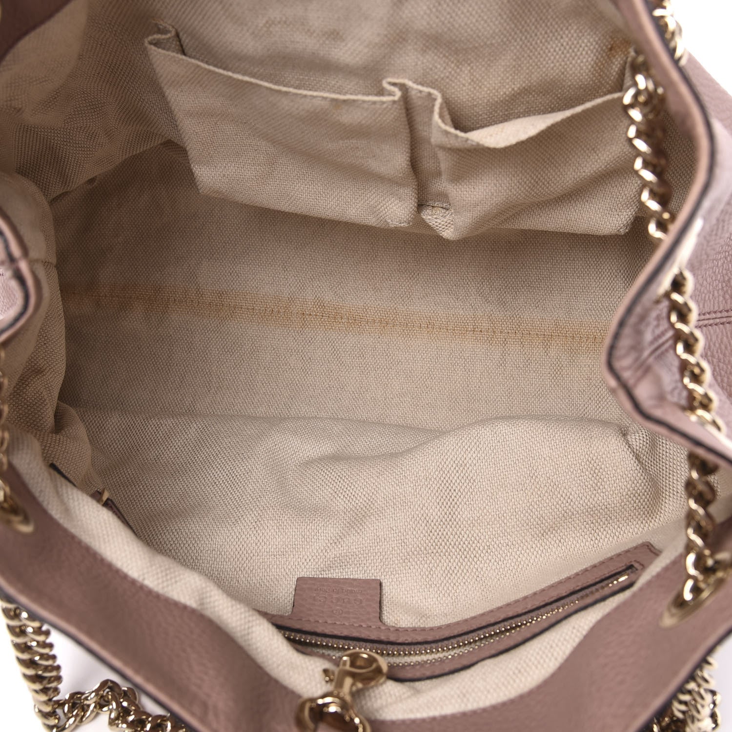 Gucci Pebbled Calfskin Medium Soho Chain Shoulder Bag Dark Cipria 5 of 14