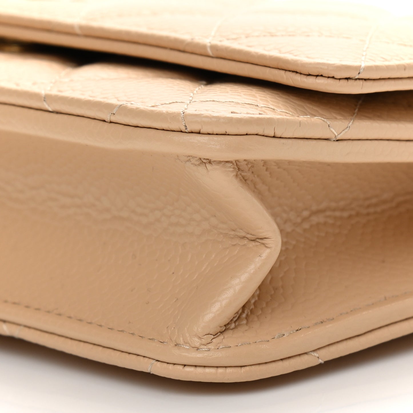 Caviar Quilted Wallet On Chain WOC Beige