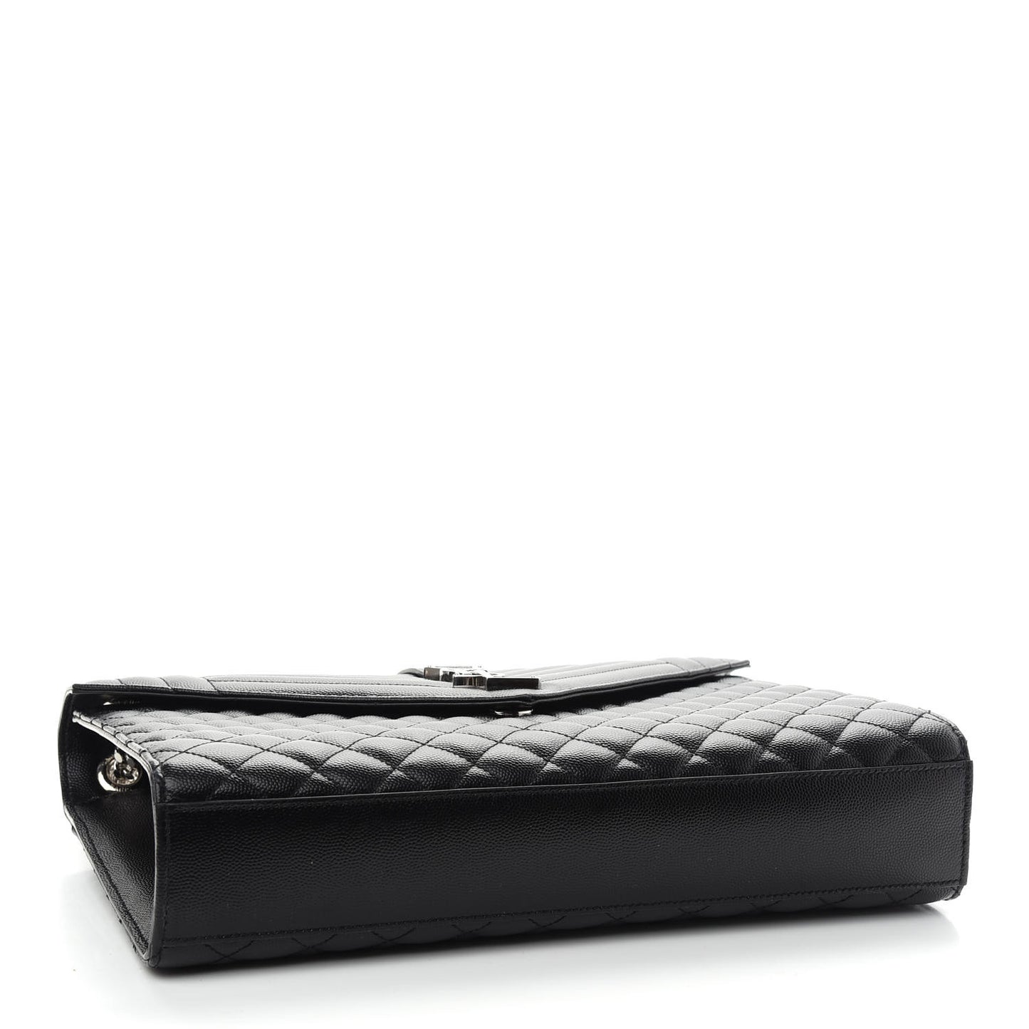 Grain De Poudre Textured Mixed Matelasse Large Triquilt Monogram Satchel Black