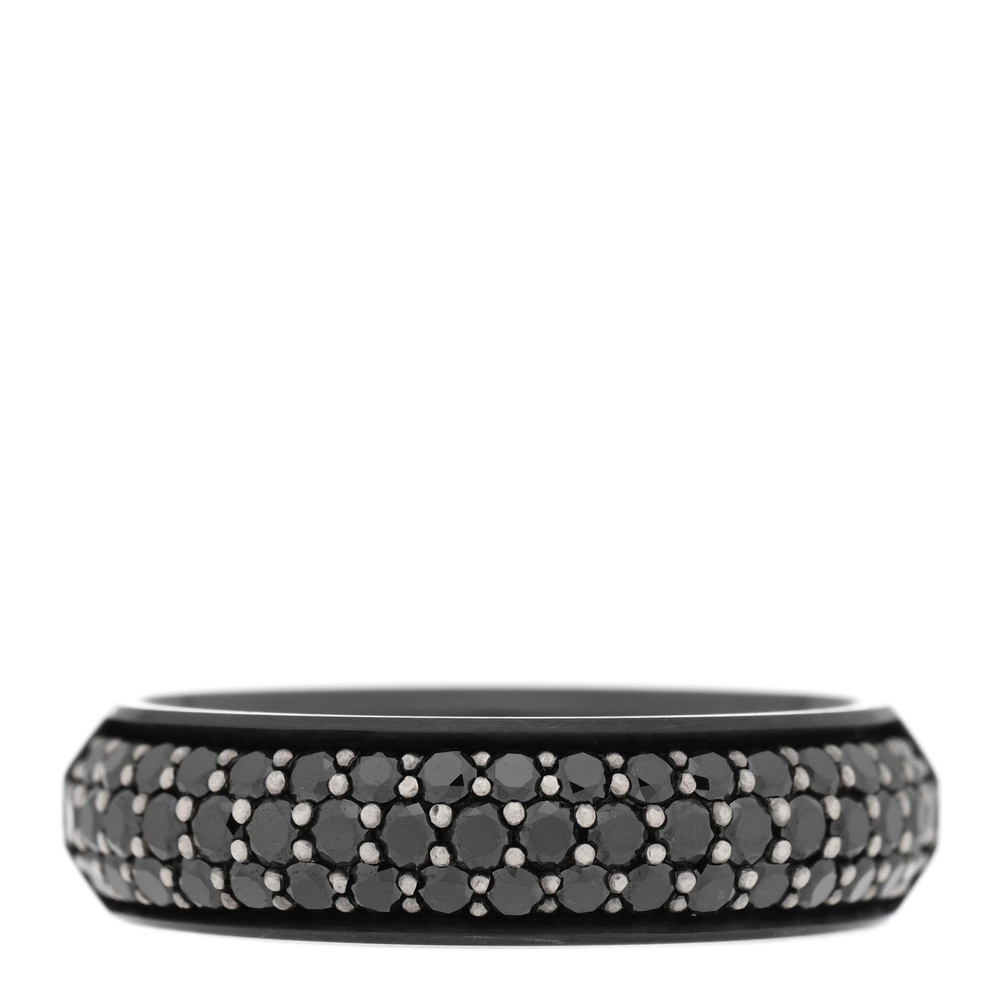 Black Titanium Black Diamond Half Pave Beveled Band Ring 65 11