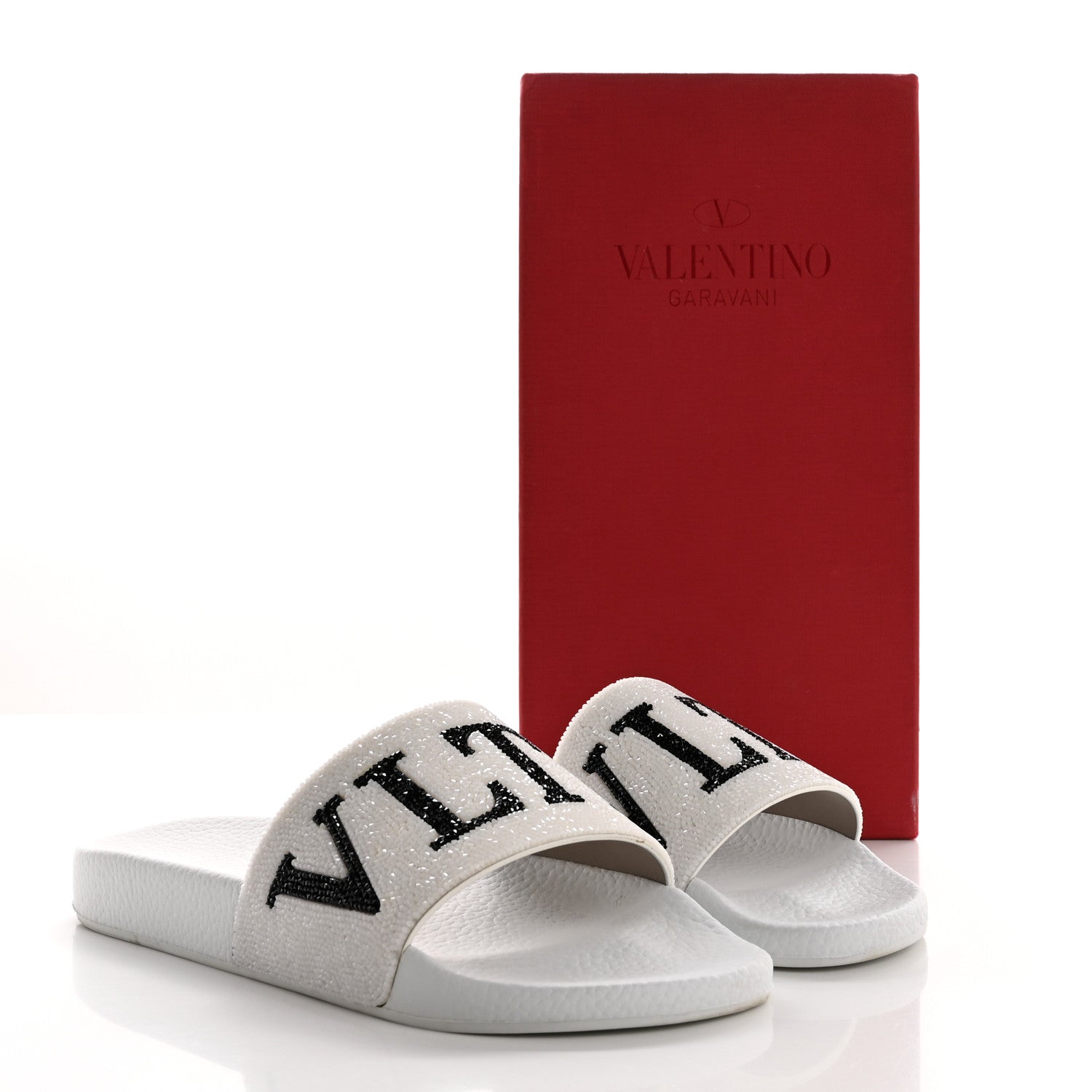 Valentino Garavani Rubber Swarovski VLTN Pool Slide Sandals 39 White 9 of 9