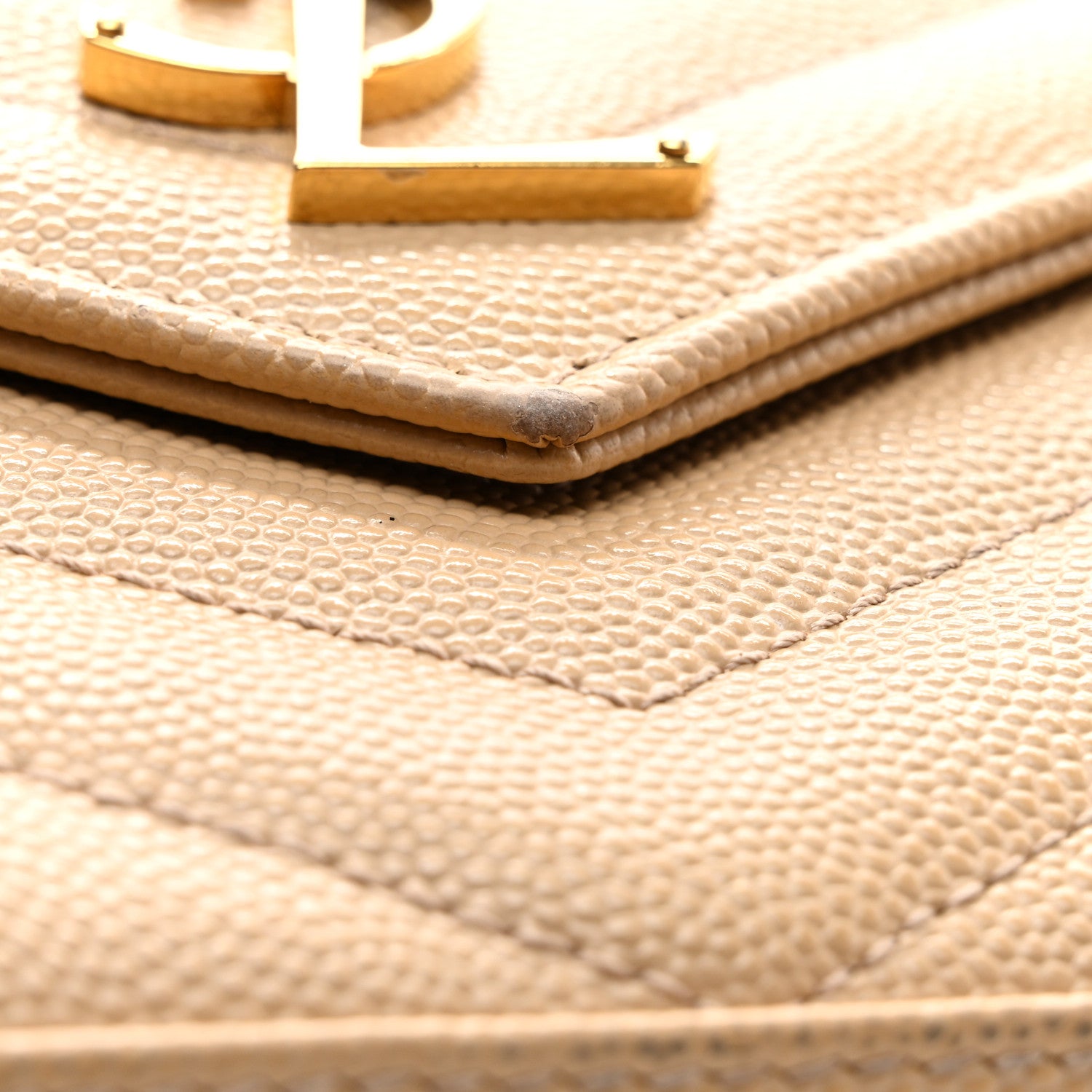 Saint Laurent Grain De Poudre Matelasse Chevron Monogram Chain Wallet Nude Powder 10 of 10