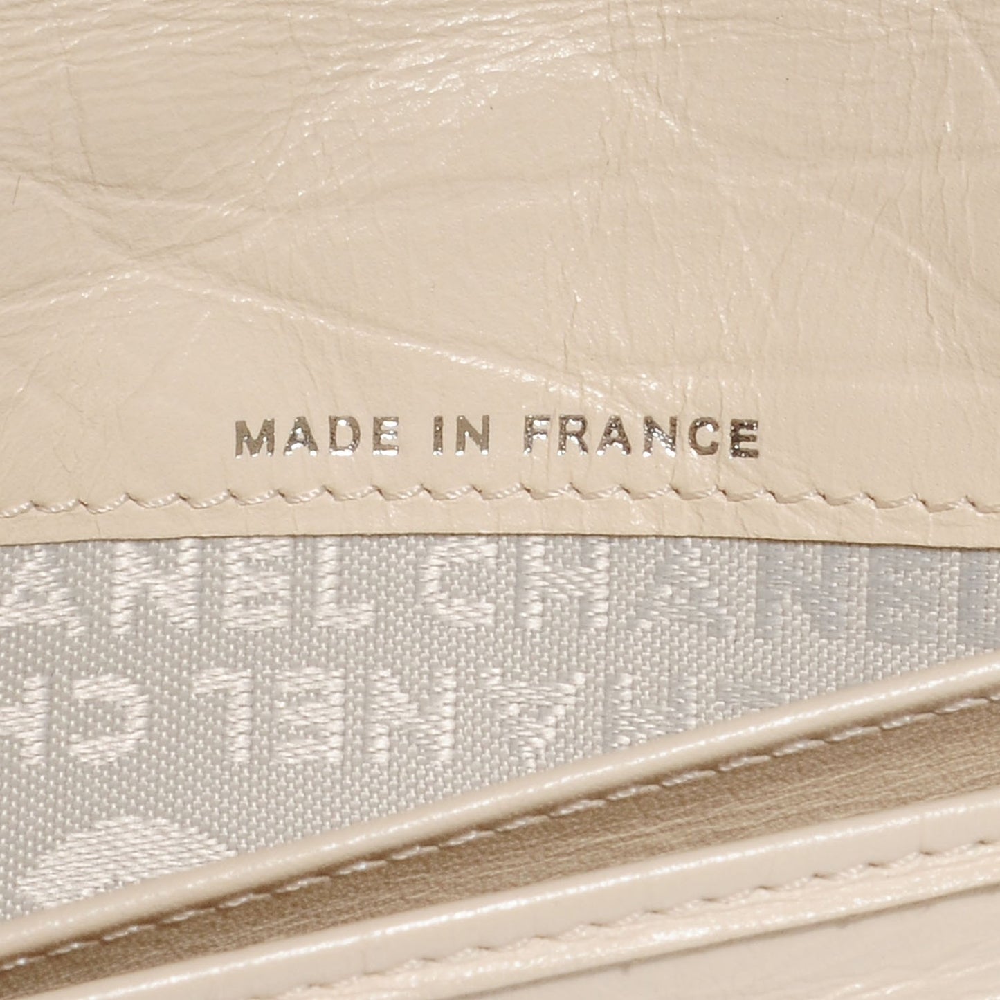 Calfskin Quilted Cambon Yen Wallet Beige