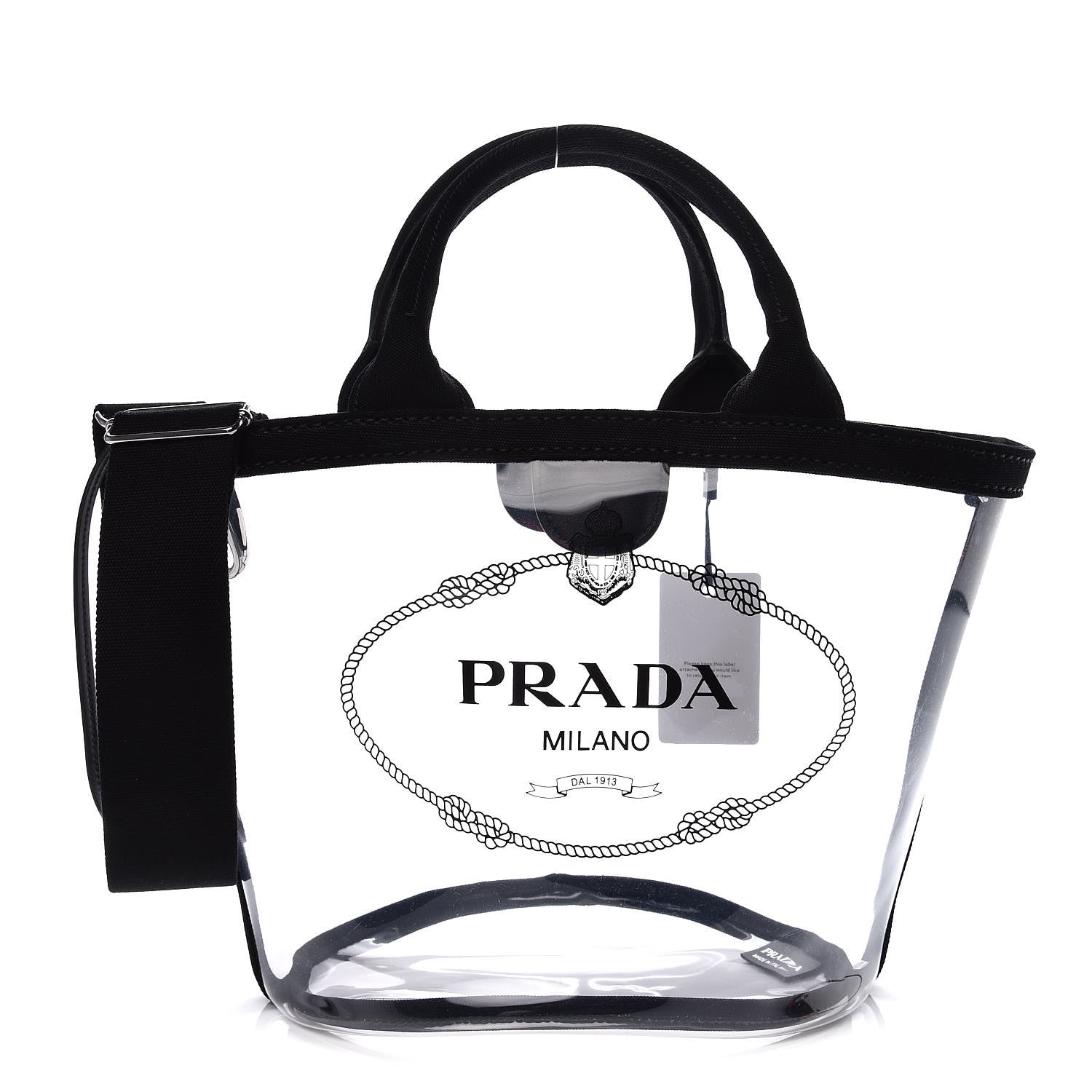 Prada Plexiglass Canapa Small Shopper Tote Black 3 of 8