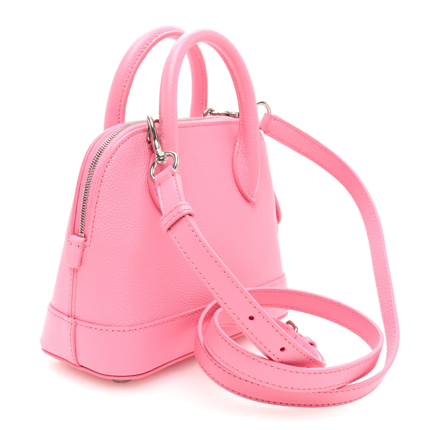 Signature Grained Calfskin Logo XXS Ville Top Handle Bag Rose Bubblegum Black