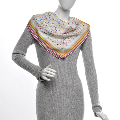 Louis Vuitton Silk Multicolor Square Scarf White 2 of 5