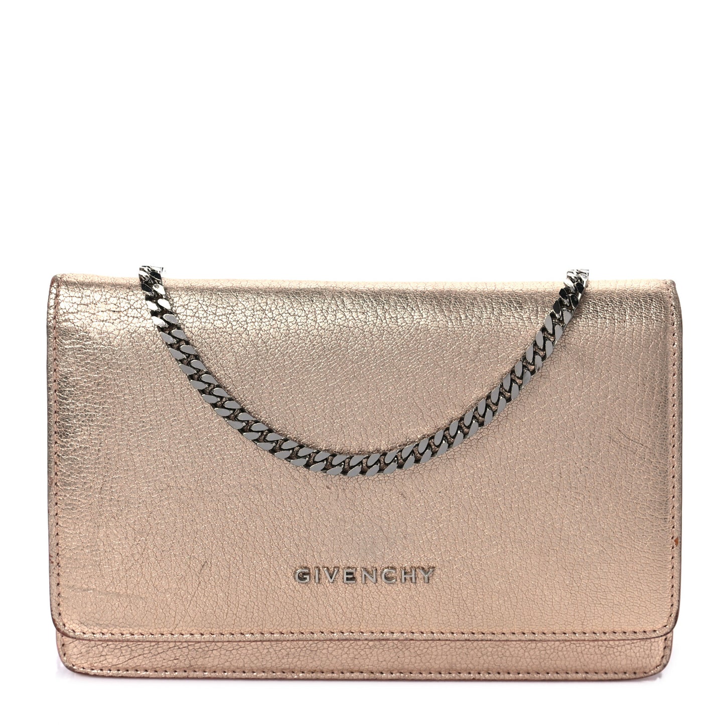 Metallic Calfskin Pandora Chain Wallet Light Pink