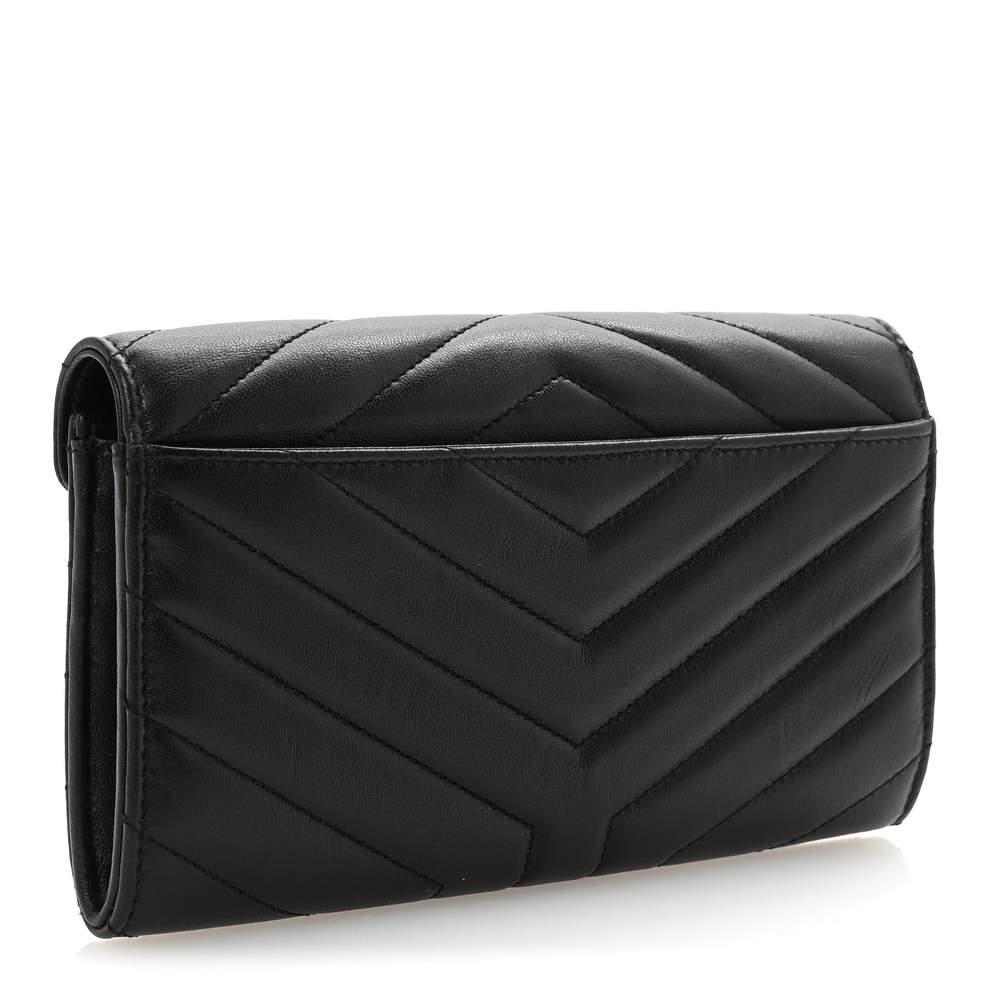 Lambskin Y Quilted Monogram Large Loulou Flap Wallet Black