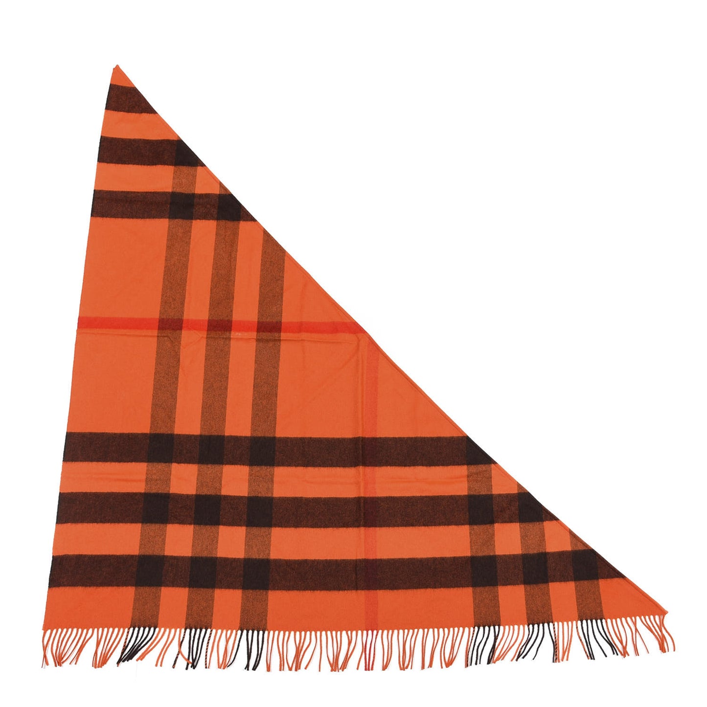 Cashmere Mega Check Triangle Bandana Scarf Orange Red