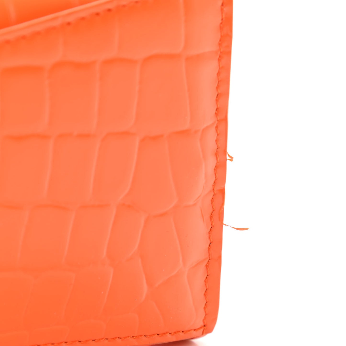 Semi Shiny Calfskin Crocodile Embossed Neo Classic Silver Hardware Mini City Orange