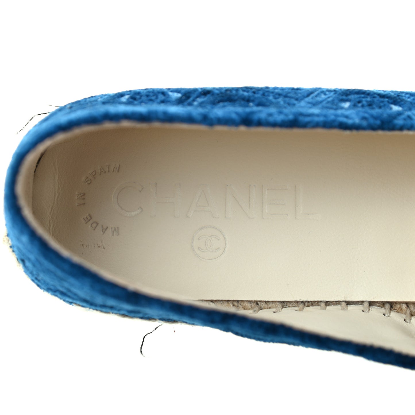 Velvet Grosgrain Quilted Camellia CC Espadrilles 38 Navy Black