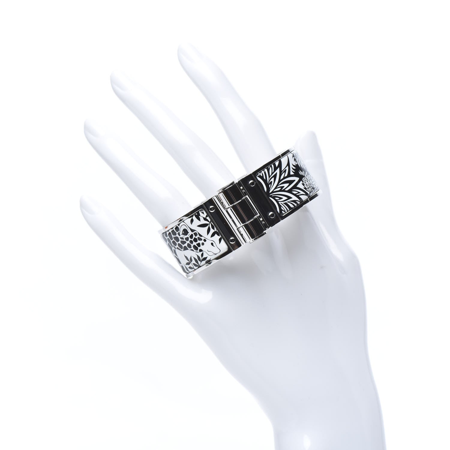 Hermes Enamel Printed Wide The Three Graces Hinged Bracelet S Positif Negatif 2 of 6