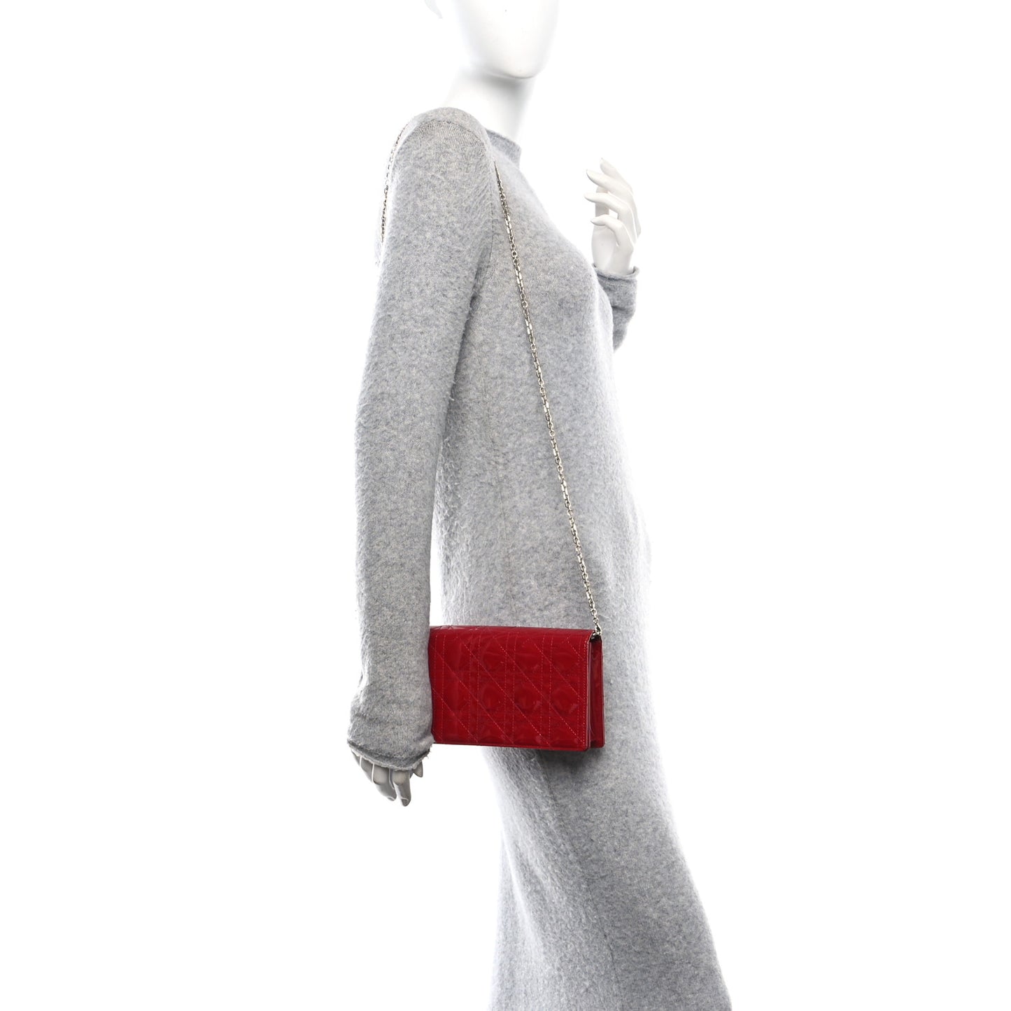 Patent Cannage Lady Dior Clutch Red