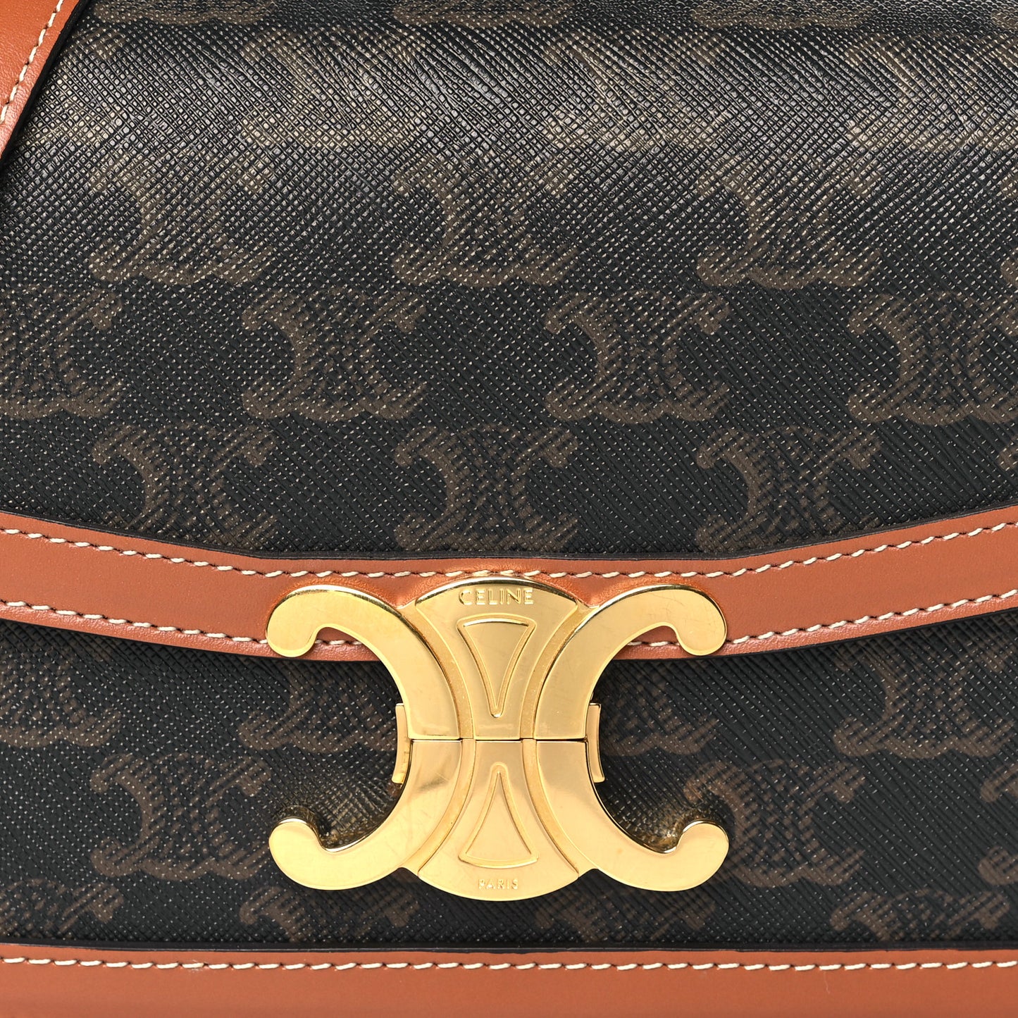 Calfskin Triomphe Canvas Teen Triomphe Bag Tan