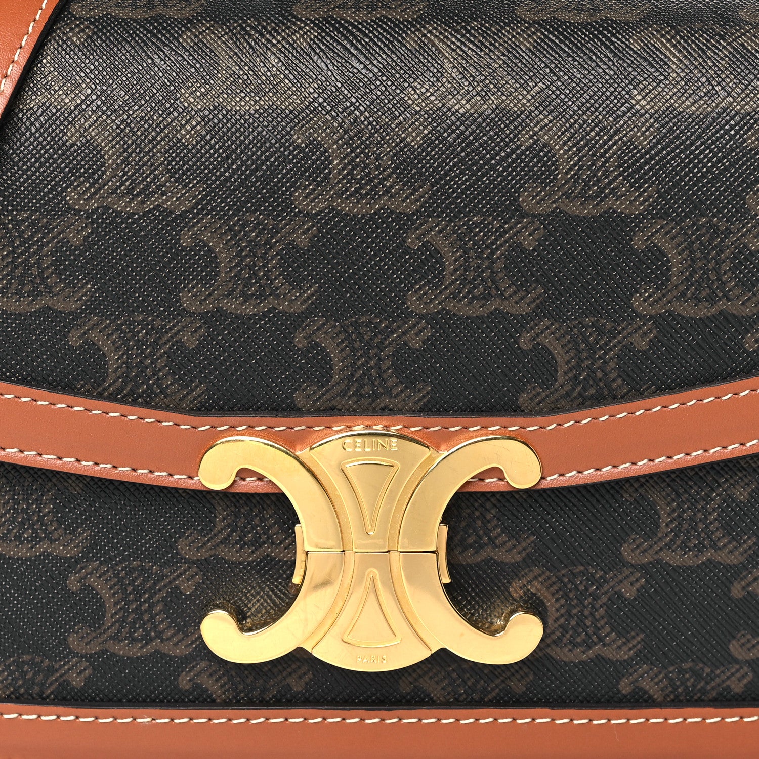 Celine Calfskin Triomphe Canvas Teen Triomphe Bag Tan 8 of 10