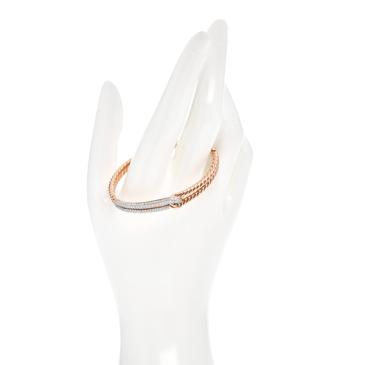 David Yurman 18K Rose Gold Diamond Single Loop Labyrinth Bracelet 2 of 4