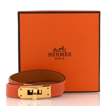 Hermes Epsom Kelly Double Tour Bracelet S Orange 5 of 5