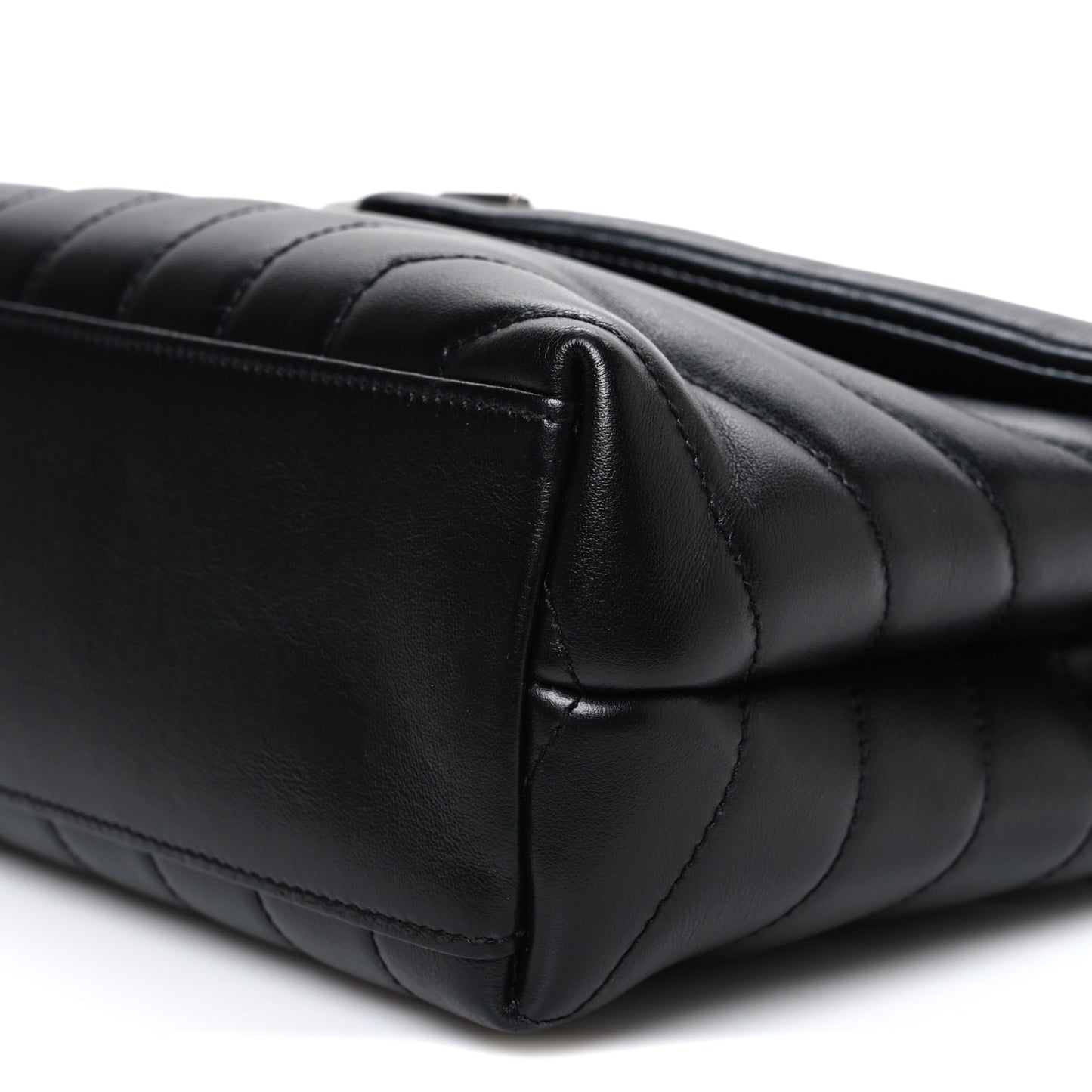 Calfskin Y Quilted Monogram Small Loulou Chain Satchel Black Black