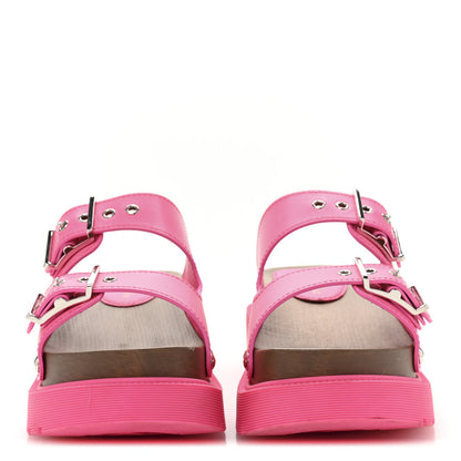 Christian Dior Calfskin Diorquake Buckled Lug Sole 15mm Sandals 37 Fuchsia Flu 3 of 9