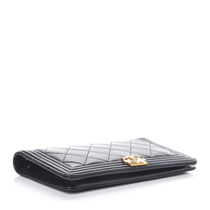 Chanel Lambskin Quilted Boy Yen Wallet Black 4 of 9
