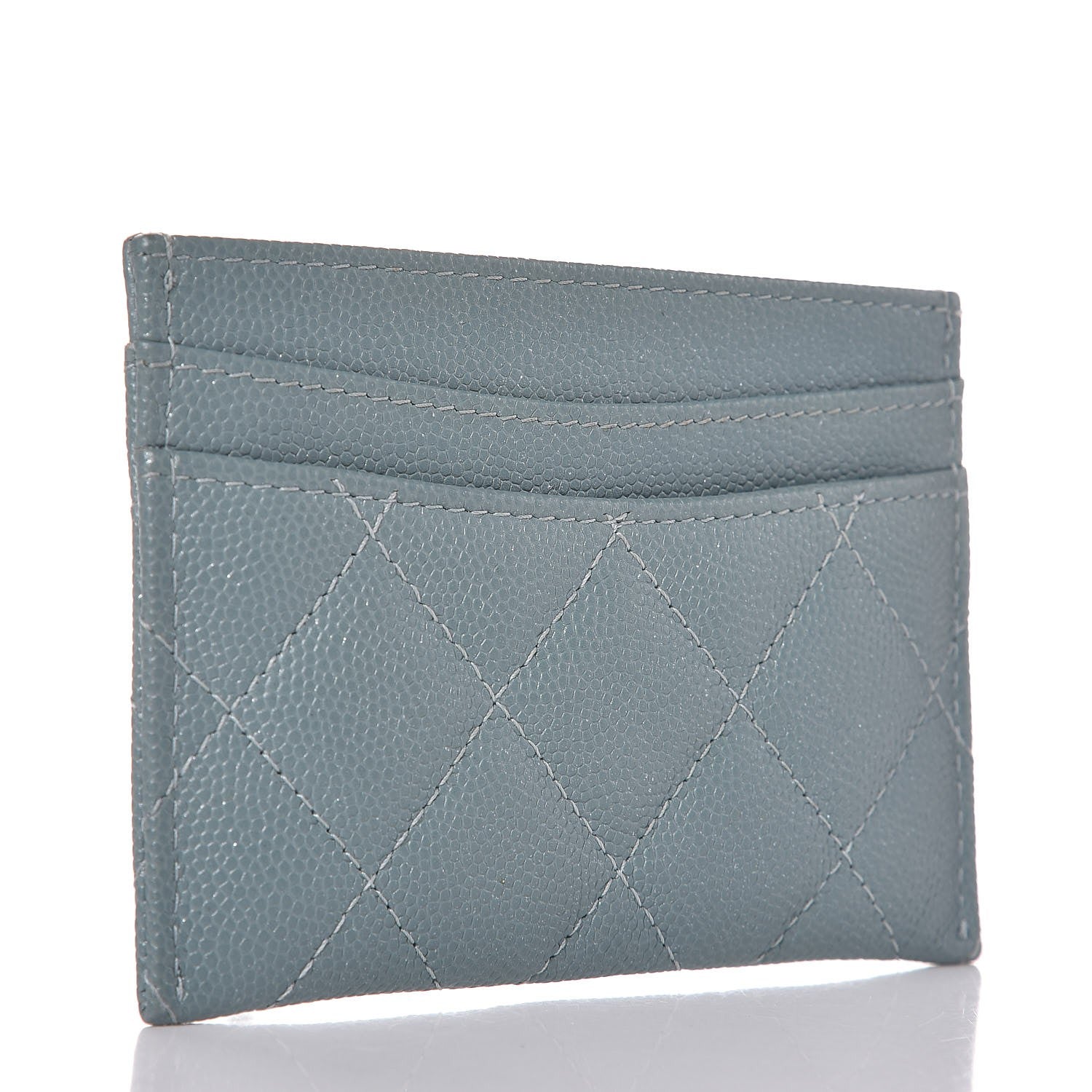 Chanel Iridescent Caviar Quilted Card Holder Light Blue 3 of 9