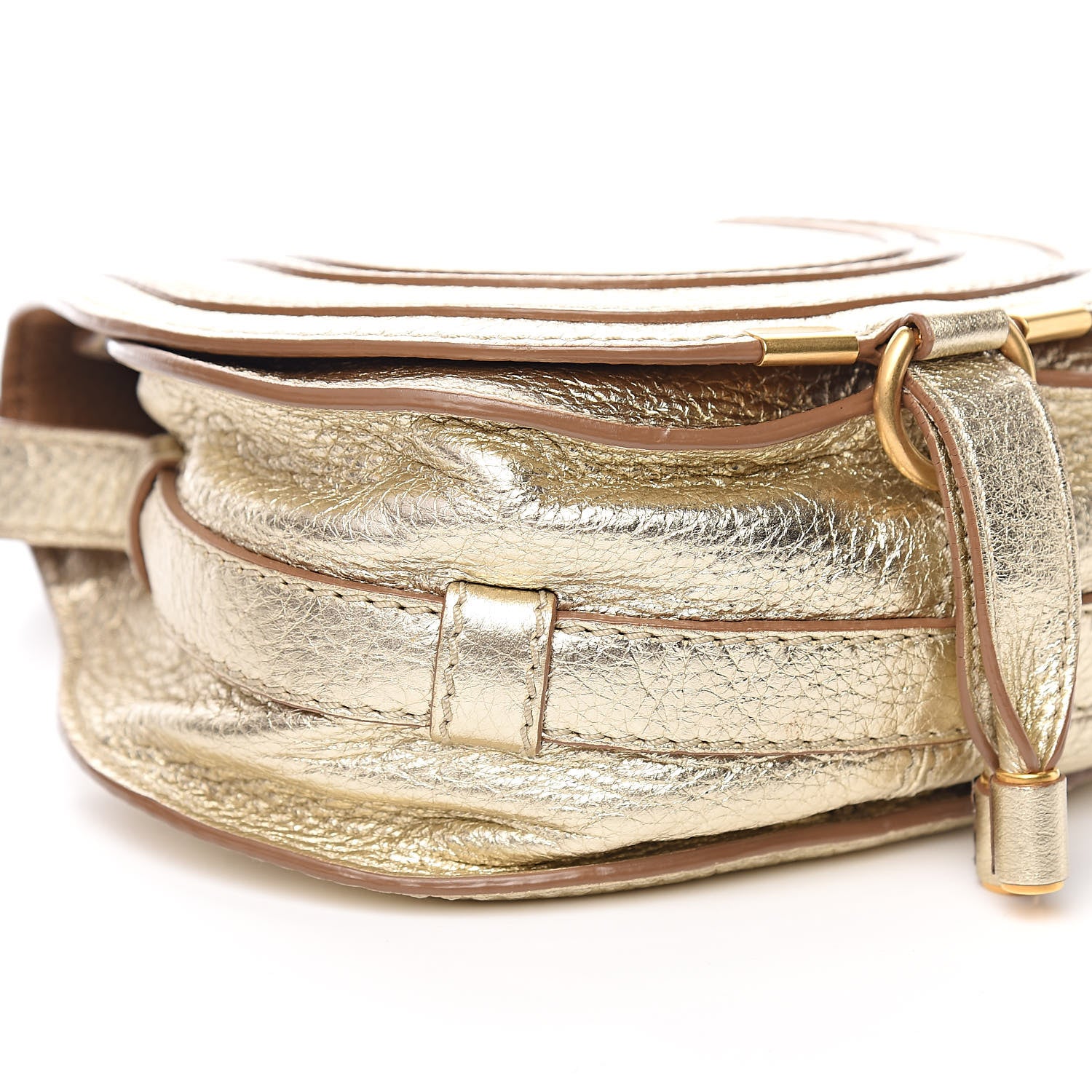 Chloe Metallic Calfskin Mini Marcie Round Crossbody Bag Gold 8 of 11