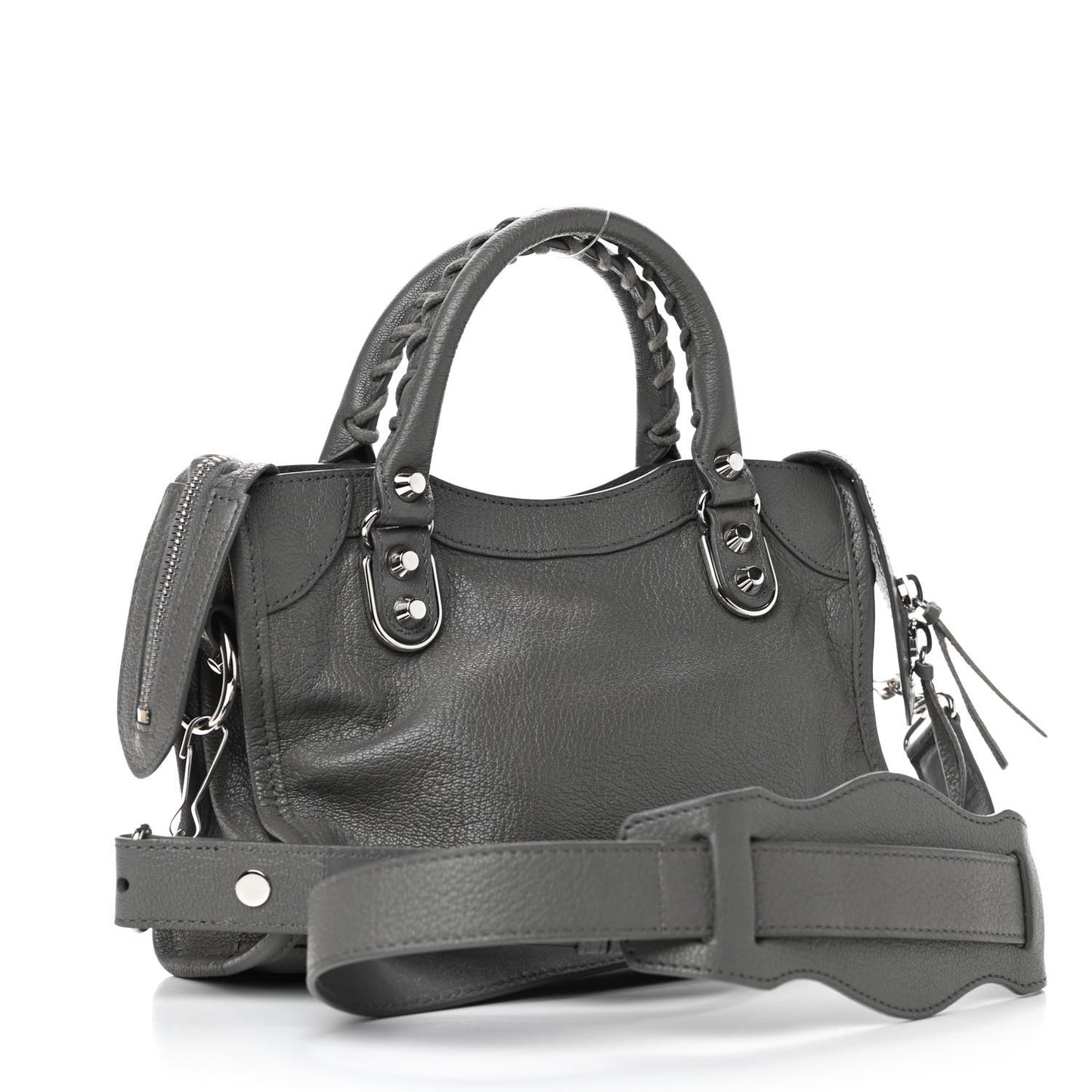 Chevre Silver Metallic Edge Hardware Mini City Gris Acier