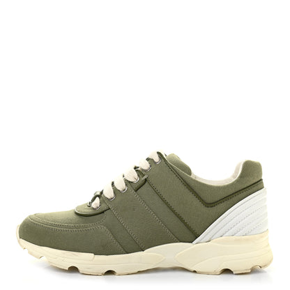 Chanel Canvas Womens Sneakers 38.5 Green 1 of 15