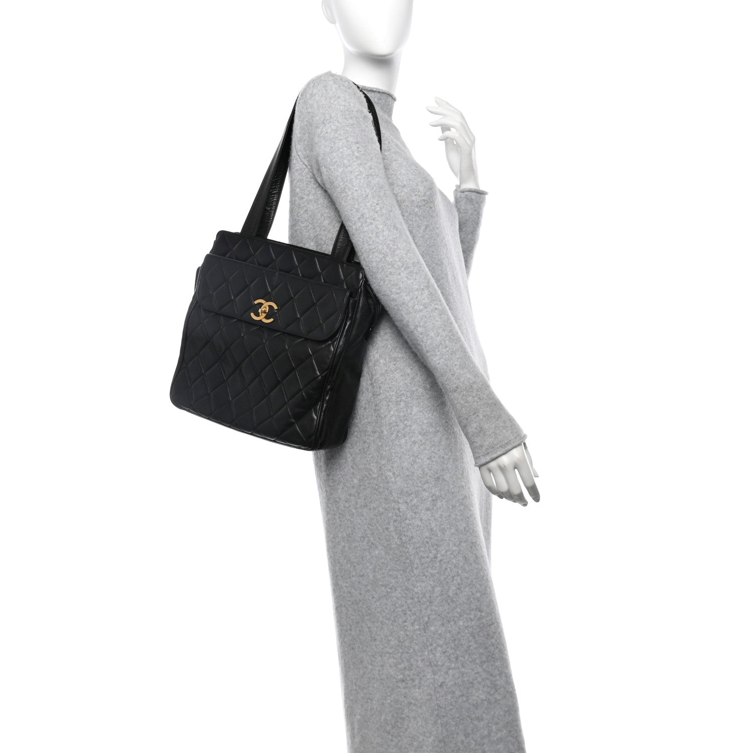 Chanel Lambskin Quilted CC Shoulder Bag Black 2 of 11