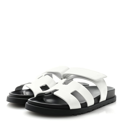 Hermes Calfskin Womens Chypre Sandals 37 White 2 of 8