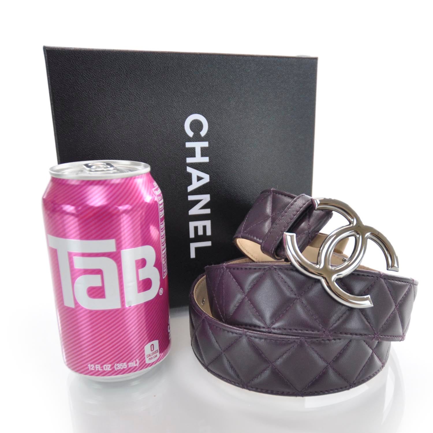 Chanel Lambskin Quilted CC Belt 90 36 Plum 7 of 7