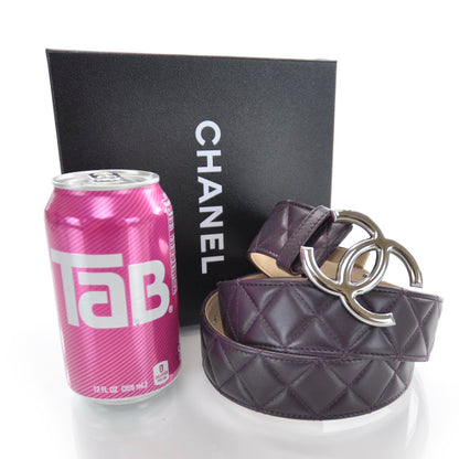 Chanel Lambskin Quilted CC Belt 90 36 Plum 7 of 7