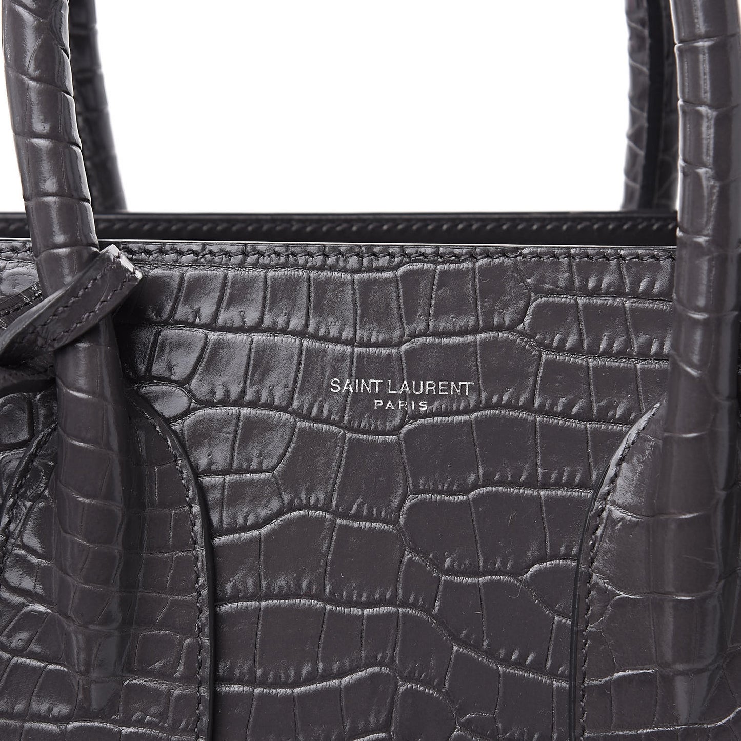 Crocodile Embossed Small Sac De Jour Asphalt