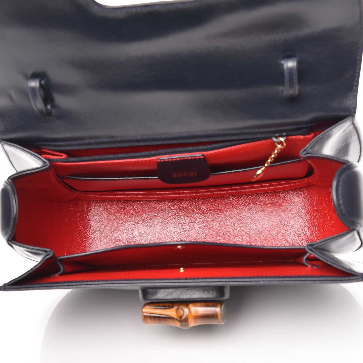 Calfskin Bamboo Top Handle Bag Navy