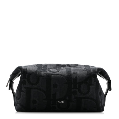 Christian Dior Maxi Oblique Jacquard Toiletry Pouch Black 1 of 9
