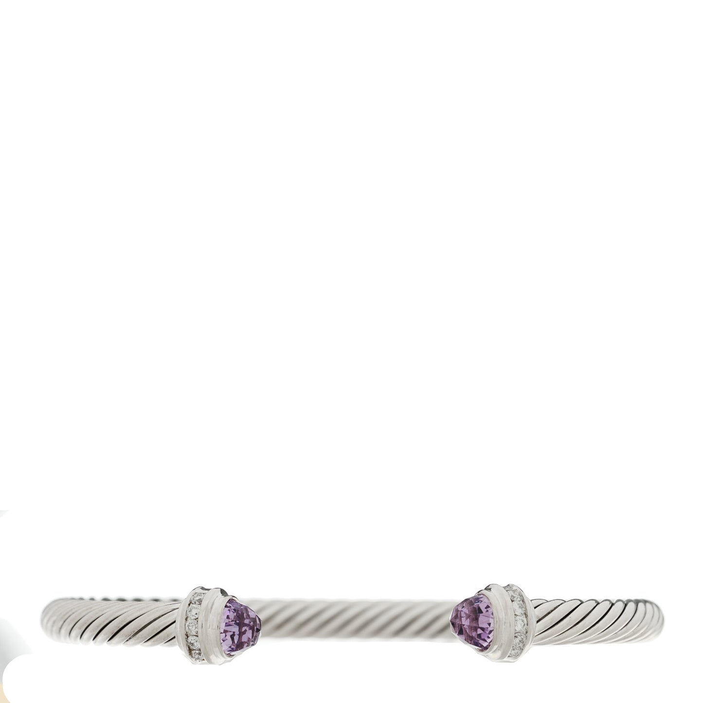 Sterling Silver Diamond Amethyst 5mm Cable Classics Princess Bracelet