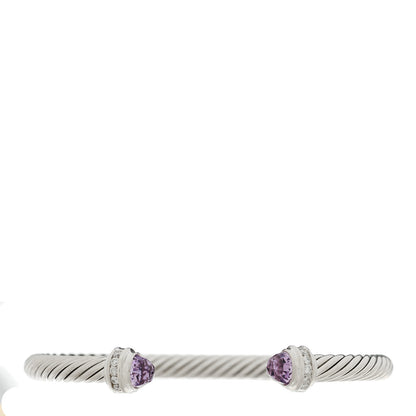David Yurman Sterling Silver Diamond Amethyst 5mm Cable Classics Princess Bracelet 1 of 3