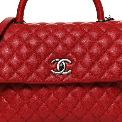 Chanel Caviar Quilted Medium Coco Handle Flap Red 8 of 10