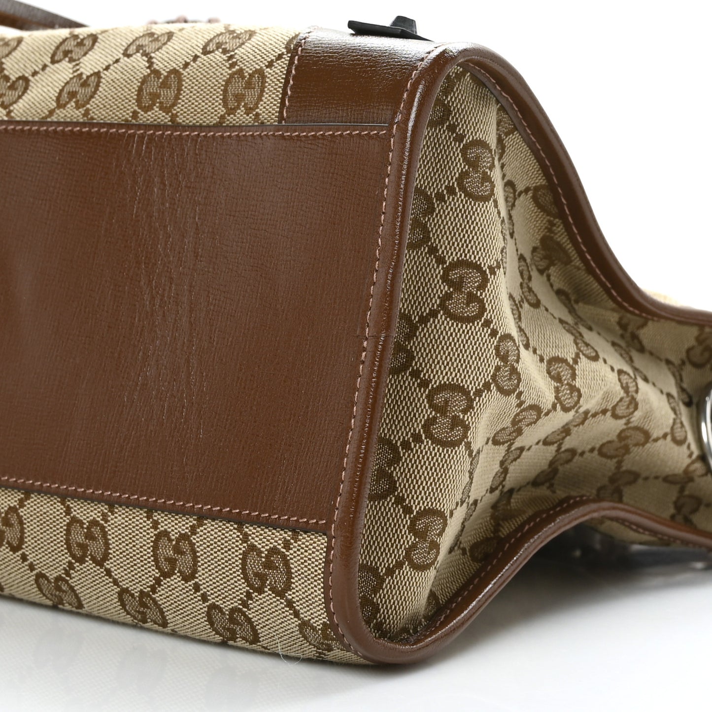 X GUCCI GG Monogram Azalea Calfskin Neo Classic Silver Hardware Medium City Beige Ebony Brown Sugar