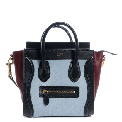 Celine Pony Calf Hair Nano Tri-Color Luggage Baby Blue 1 of 9