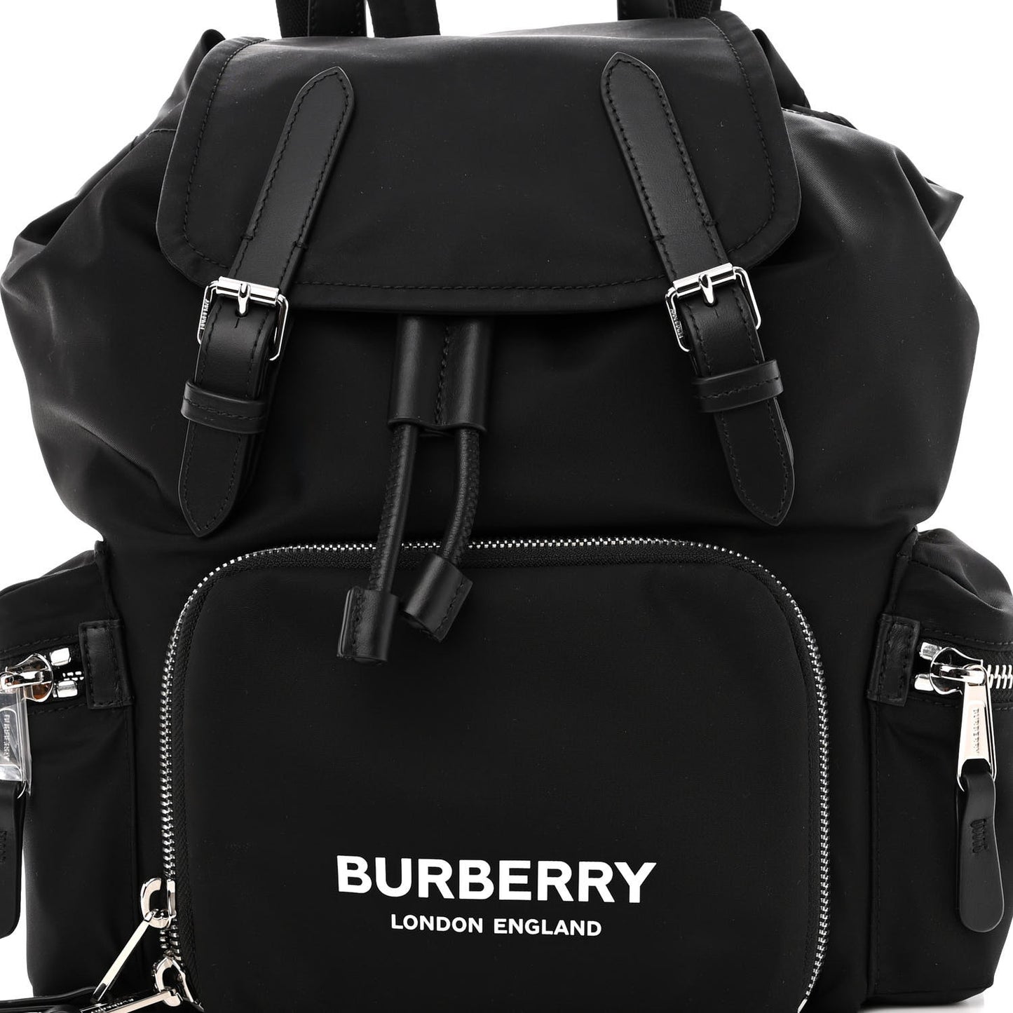 Nylon Logo Print Medium Rucksack Backpack Black