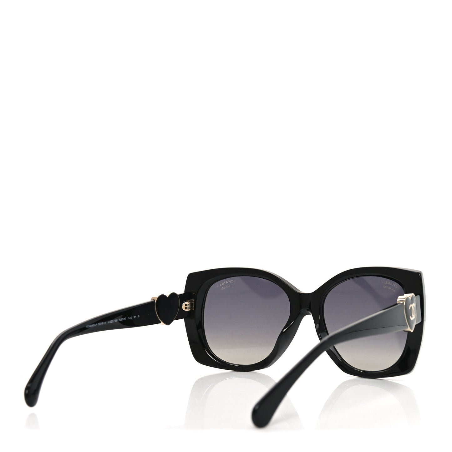 Acetate Square CC Heart Sunglasses 5519 Black