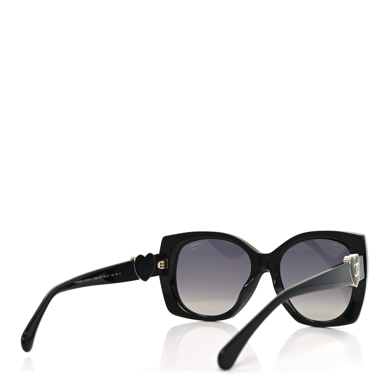 Chanel Acetate Square CC Heart Sunglasses 5519 Black 4 of 7