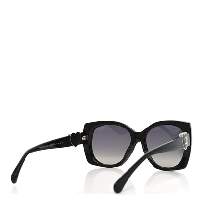 Chanel Acetate Square CC Heart Sunglasses 5519 Black 4 of 7