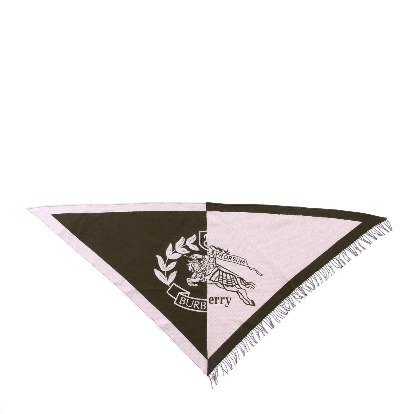 Cashmere Wool Graphic Crest Bandana Scarf Chalk Pink