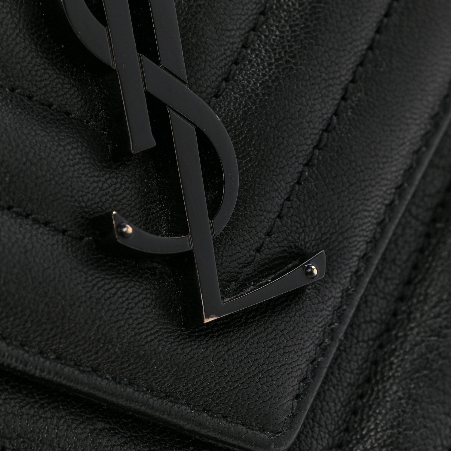 Saint Laurent Sheepskin Matelasse Chevron Monogram Monochrome Large College Satchel Black 12 of 13