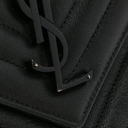 Saint Laurent Sheepskin Matelasse Chevron Monogram Monochrome Large College Satchel Black 12 of 13