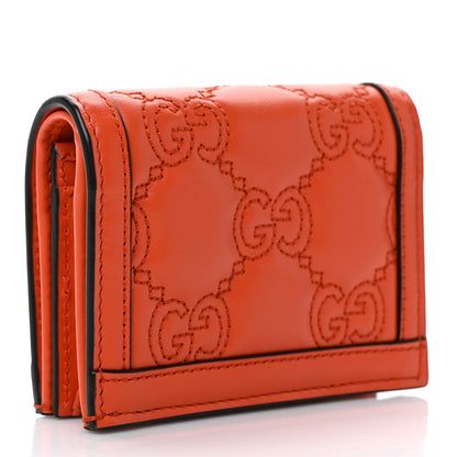 Gucci Calfskin GG Matelasse Card Case Wallet Deep Orange 3 of 7