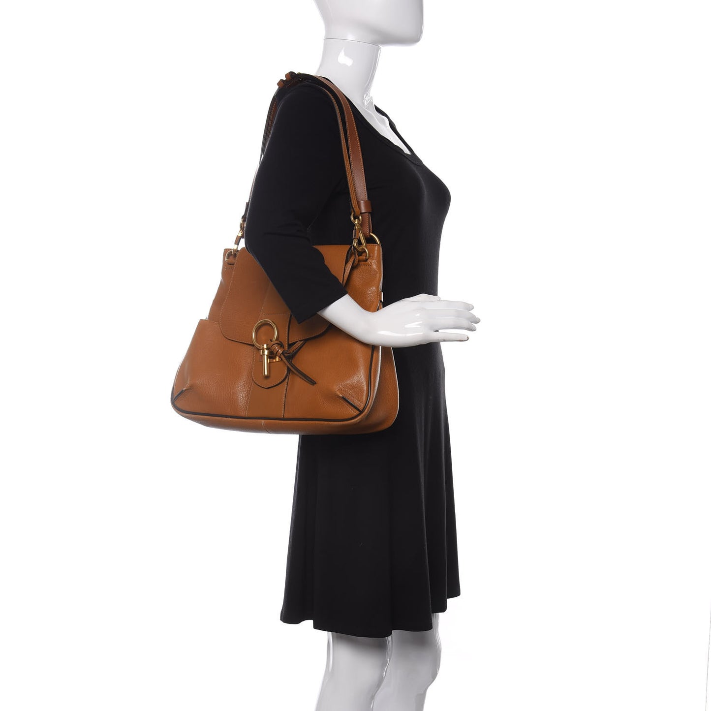 Grained Lambskin Medium Lexa Shoulder Bag Mustard Brown