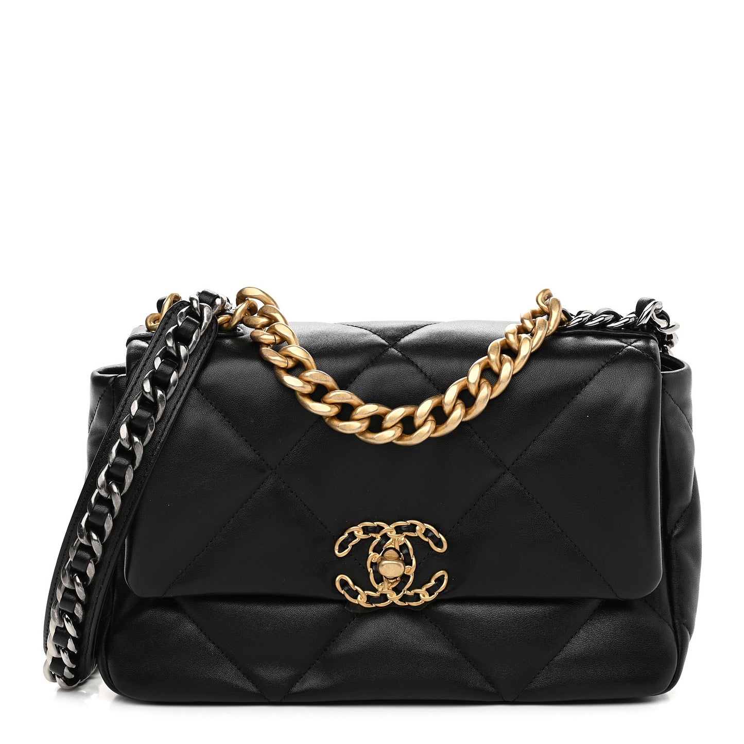 Lambskin Quilted Medium Chanel 19 Flap Black